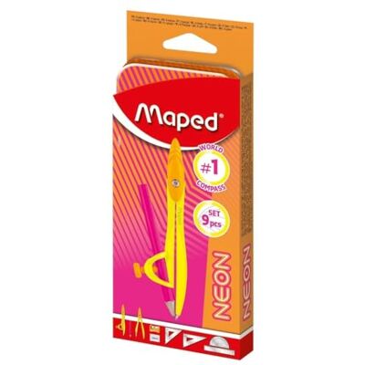 Maped – Juego completo de geometría y matemáticas – 2 brújulas (anillo y mina), regla 15 cm, transportador de 180 °, escuadras, borrador, cortapelos y lápiz – Set Multi Productos Maped – Juego completo de geometría y matemáticas – 2 brújulas (anillo y mina), regla 15 cm, transportador de 180 °, escuadras, borrador, cortapelos y lápiz – Set Multi Productos