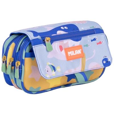 MILAN ® Estuche portatodo 4 cremalleras con solapa serie especial Blue Odyssey MILAN ® Estuche portatodo 4 cremalleras con solapa serie especial Blue Odyssey