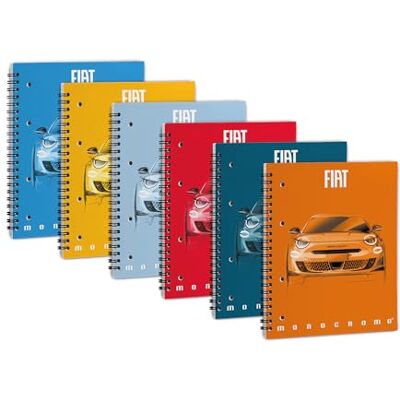 Pigna , Paquete de 5 cuadernos Fiat 600 con espiral 70FF/SH con agujeros y microperforación, cuadrícula de 5 mm. Pigna , Paquete de 5 cuadernos Fiat 600 con espiral 70FF/SH con agujeros y microperforación, cuadrícula de 5 mm.