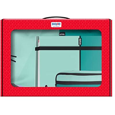 DOHE Pack Material Escolar Mochila Ergonómica 17 Litros, Carpeta A4 de anillas con 100 Hojas y Estuche Portatodo Triple Material escolar Color Turquesa DUO DOHE Pack Material Escolar Mochila Ergonómica 17 Litros, Carpeta A4 de anillas con 100 Hojas y Estuche Portatodo Triple Material escolar Color Turquesa DUO