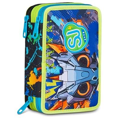 SJ GANG STYLE JAM GANG Estuche Escolar con 3 Cremalleras LED Look, Azul, portalápices Triple Compartimento Completo con bolígrafos, lápices, Colores, Accesorios, Mochila, Escuela Primaria, niño SJ GANG STYLE JAM GANG Estuche Escolar con 3 Cremalleras LED Look, Azul, portalápices Triple Compartimento Completo con bolígrafos, lápices, Colores, Accesorios, Mochila, Escuela Primaria, niño