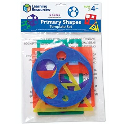 Learning Resources Plantillas Geométricas – Set de 5 Figuras para Dibujo Educativo y Aprendizaje Visual – Para Niños 4+ Años – Ideal para Casa o Aula Learning Resources Plantillas Geométricas – Set de 5 Figuras para Dibujo Educativo y Aprendizaje Visual – Para Niños 4+ Años – Ideal para Casa o Aula