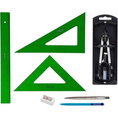 Faber-Castell PACK LOTE Faber Castell Técnico Regla 813-30 Cms + Escuadra 566-28 Cms + Cartabón 666-28 Cms + Bigotera Compás con adaptador universal 32722-8 + REGALO Faber-Castell PACK LOTE Faber Castell Técnico Regla 813-30 Cms + Escuadra 566-28 Cms + Cartabón 666-28 Cms + Bigotera Compás con adaptador universal 32722-8 + REGALO