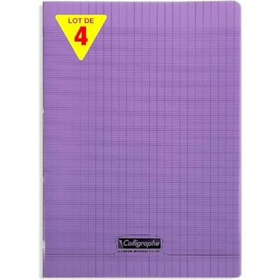 Calligraphe r Lote de 4 cuadernos grapados violetas (una marca de Clairefontaine) A4 21 x 29,7 cm 192 páginas grandes azulejos Papel blanco 90 g Cubierta de poliuretano Calligraphe r Lote de 4 cuadernos grapados violetas (una marca de Clairefontaine) A4 21 x 29,7 cm 192 páginas grandes azulejos Papel blanco 90 g Cubierta de poliuretano