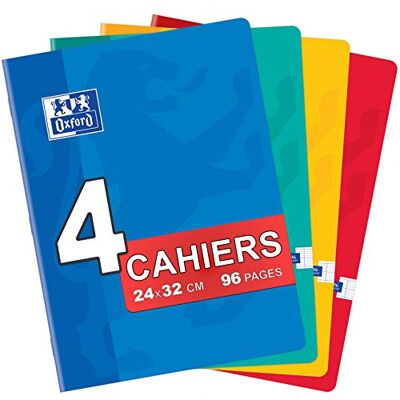 Oxford – Juego de 4 cuadernos Color Life 24 x 32 cm, grandes baldosas Seyès 96 páginas grapadas, 90 g, colores surtidos Oxford – Juego de 4 cuadernos Color Life 24 x 32 cm, grandes baldosas Seyès 96 páginas grapadas, 90 g, colores surtidos