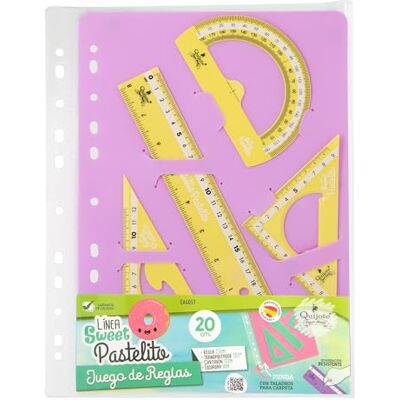 Starplast REGLAS DE PLÁSTICO QUIJOTE Reglas Sweet Pastelito, medidas desde 9 hasta 30cm, colores pastel, con estuche de plástico, para uso escolar o universitario Set 20cm Amarillo Starplast REGLAS DE PLÁSTICO QUIJOTE Reglas Sweet Pastelito, medidas desde 9 hasta 30cm, colores pastel, con estuche de plástico, para uso escolar o universitario Set 20cm Amarillo