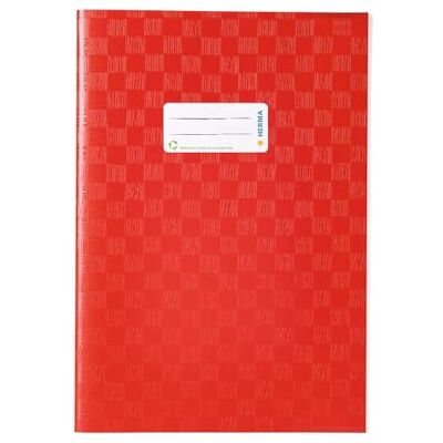 HERMA Fundas para cuadernos A4, color rojo rafia, 25 unidades, con etiqueta y estructura de rafia, de polipropileno duradero y fácil de limpiar, juego de fundas para cuadernos escolares, color HERMA Fundas para cuadernos A4, color rojo rafia, 25 unidades, con etiqueta y estructura de rafia, de polipropileno duradero y fácil de limpiar, juego de fundas para cuadernos escolares, color