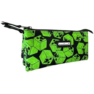 Minecraft Estuche Escolar Cubos Triple – Interior Forrado y Cierre de Cremallera – Portatodo con 3 Compartimientos 10 X 23 X 4CM Minecraft Estuche Escolar Cubos Triple – Interior Forrado y Cierre de Cremallera – Portatodo con 3 Compartimientos 10 X 23 X 4CM