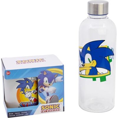Stor Set de Botella y Taza Sonic Botella Plastico 850ml con Tapa Aluminio y Taza Ceramica 325ml Regalo Original para Fans Stor Set de Botella y Taza Sonic Botella Plastico 850ml con Tapa Aluminio y Taza Ceramica 325ml Regalo Original para Fans