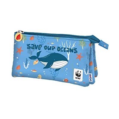 DOHE Estuche Escolar 3 Compartimentos Cierre de Cremalleras, Licencia Oficial, Poliéster Resistente, 23x12x2,5 cm, Material Escolar WWF Save Our Oceans DOHE Estuche Escolar 3 Compartimentos Cierre de Cremalleras, Licencia Oficial, Poliéster Resistente, 23x12x2,5 cm, Material Escolar WWF Save Our Oceans