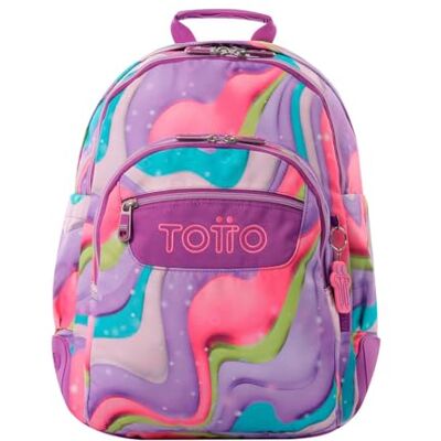 TOTTO Mochila Escolar Grande, Modelo Rayol, Capacidad 19 L, 3 Compartimentos, 2 Bolsillos Botella, Bolsillo para PC 14", Espaldar Ergonómico con Flujo de Aire, Correas en S, Estampado Ferri Morado TOTTO Mochila Escolar Grande, Modelo Rayol, Capacidad 19 L, 3 Compartimentos, 2 Bolsillos Botella, Bolsillo para PC 14", Espaldar Ergonómico con Flujo de Aire, Correas en S, Estampado Ferri Morado