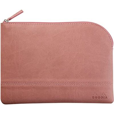 Rhodia rama pochette zippé en simili cuir italien taille M (16x22 cm) BOIS d eROSE Rhodia rama pochette zippé en simili cuir italien taille M (16x22 cm) BOIS d eROSE