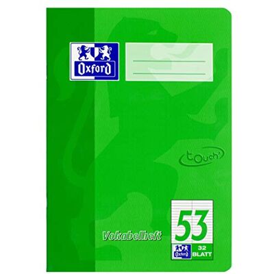 Oxford Touch Cuaderno de vocabulario (A5, 10 unidades, línea 53, con 2 columnas, 32 hojas, 90 g/m2), color verde Oxford Touch Cuaderno de vocabulario (A5, 10 unidades, línea 53, con 2 columnas, 32 hojas, 90 g/m2), color verde
