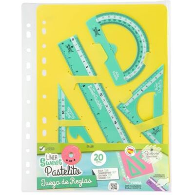Starplast REGLAS DE PLÁSTICO QUIJOTE Reglas Sweet Pastelito, medidas desde 9 hasta 30cm, colores pastel, con estuche de plástico, para uso escolar o universitario Set 20cm Verde Starplast REGLAS DE PLÁSTICO QUIJOTE Reglas Sweet Pastelito, medidas desde 9 hasta 30cm, colores pastel, con estuche de plástico, para uso escolar o universitario Set 20cm Verde