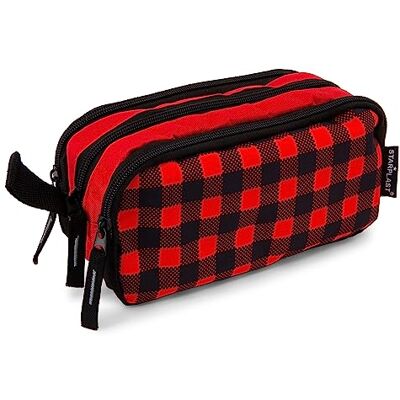 Starplast Estuche Escolar Porta Todo, 3 Cremalleras, 3 Compartimentos, Gran Capacidad, Multiuso, para Uso Escolar, Trabajo, Universidad Cuadros Starplast Estuche Escolar Porta Todo, 3 Cremalleras, 3 Compartimentos, Gran Capacidad, Multiuso, para Uso Escolar, Trabajo, Universidad Cuadros