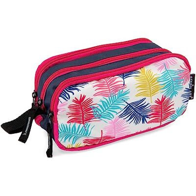 Starplast Estuche Escolar Porta Todo, 3 Cremalleras, 3 Compartimentos, Gran Capacidad, Multiuso, para Uso Escolar, Trabajo, Universidad Hojas Starplast Estuche Escolar Porta Todo, 3 Cremalleras, 3 Compartimentos, Gran Capacidad, Multiuso, para Uso Escolar, Trabajo, Universidad Hojas