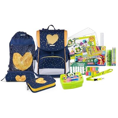 JOLLY Set de Mochila Escolar Ergonómica Flexi - Azul/Dorado JOLLY Set de Mochila Escolar Ergonómica Flexi - Azul/Dorado
