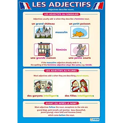 Daydream Education Les Adjectifs Carteles de aprendizaje de idiomas Papel laminado brillante de 850 mm x 594 mm (A1) Gráficos de segundo idioma para el aula Cuadros educativos por Daydream Education Les Adjectifs Carteles de aprendizaje de idiomas Papel laminado brillante de 850 mm x 594 mm (A1) Gráficos de segundo idioma para el aula Cuadros educativos por