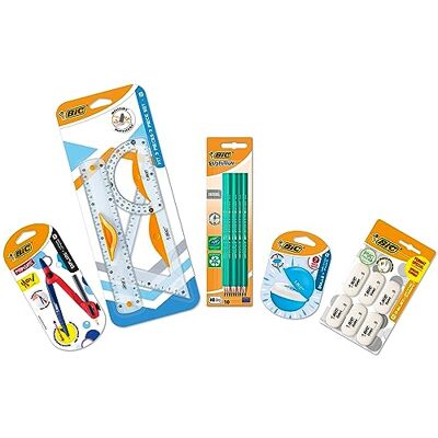 Kit de Material Escolar BIC - Compás, Lápices, Gomas Kit de Material Escolar BIC - Compás, Lápices, Gomas