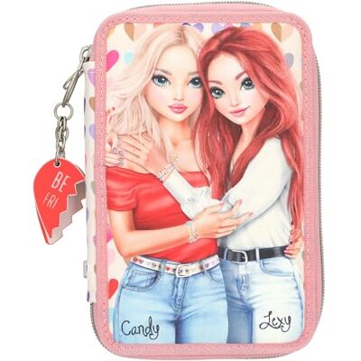 Depesche TOPModel Heart to Heart: estuche con dos compartimentos en rosa y beige, con motivos de modelos y corazones, estuche. Depesche TOPModel Heart to Heart: estuche con dos compartimentos en rosa y beige, con motivos de modelos y corazones, estuche.