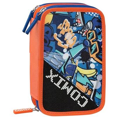COMIX Ultra Bright, Estuche con 3 Compartimentos con un Set de Papelería Incluido con Bolígrafo Borrable Azul y Rojo y Mucho Más, Práctico Cierre con Cremallera, 20 x 13h x 7 cm COMIX Ultra Bright, Estuche con 3 Compartimentos con un Set de Papelería Incluido con Bolígrafo Borrable Azul y Rojo y Mucho Más, Práctico Cierre con Cremallera, 20 x 13h x 7 cm