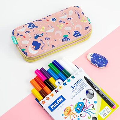 MILAN ® estuche escolar + goma de borrar con funda + caja de rotuladores serie especial Magic MILAN ® estuche escolar + goma de borrar con funda + caja de rotuladores serie especial Magic