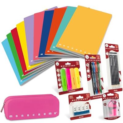 Pigna , Set escolar monocromo niña, kit escolar coordinado de papelería y escritura Pigna , Set escolar monocromo niña, kit escolar coordinado de papelería y escritura