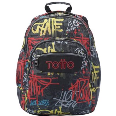 TOTTO Mochila Escolar Grande, Modelo Rayol, Capacidad 19 L, 3 Compartimentos, 2 Bolsillos Botella, Bolsillo para PC 14", Espaldar Ergonómico con Flujo de Aire, Correas en S, Estampado Grafil TOTTO Mochila Escolar Grande, Modelo Rayol, Capacidad 19 L, 3 Compartimentos, 2 Bolsillos Botella, Bolsillo para PC 14", Espaldar Ergonómico con Flujo de Aire, Correas en S, Estampado Grafil