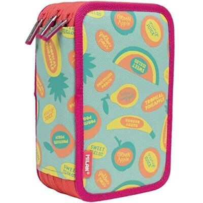 MILAN ® Plumier 3 pisos con contenido serie especial Frutikis, verde y naranja MILAN ® Plumier 3 pisos con contenido serie especial Frutikis, verde y naranja