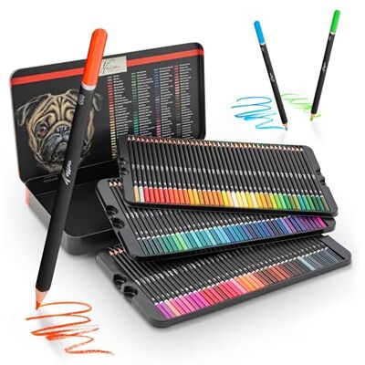 ART Set de 120 Lápices de Colores Surtidos en Caja de Metal Niños y Adultos Lápices de Madera Professionales para Dibujar Colorear Mandalas Maletin Dibujo Estuche lettering ART Set de 120 Lápices de Colores Surtidos en Caja de Metal Niños y Adultos Lápices de Madera Professionales para Dibujar Colorear Mandalas Maletin Dibujo Estuche lettering