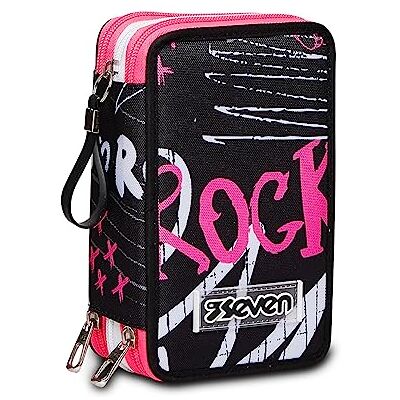 Seven Estuche Escolar 3 Compartimientos – STREETPAINT Girl, Negro con Material Incluido: Lápices, Bolígrafos y Marcadores – Gran Capacidad para Niños, Niñas y Adolescentes Seven Estuche Escolar 3 Compartimientos – STREETPAINT Girl, Negro con Material Incluido: Lápices, Bolígrafos y Marcadores – Gran Capacidad para Niños, Niñas y Adolescentes