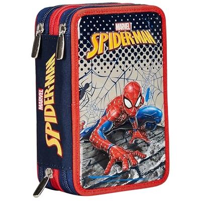 Seven Estuche de 3 Compartimentos, Spiderman, Rojo, Triple Compartimento, Completo con lápices, rotuladores, Colores, Accesorios para Mochila, elementales, medianos, Rojo, Talla única, Moderno Seven Estuche de 3 Compartimentos, Spiderman, Rojo, Triple Compartimento, Completo con lápices, rotuladores, Colores, Accesorios para Mochila, elementales, medianos, Rojo, Talla única, Moderno