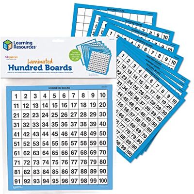 Learning Resources Tableros Numéricos hasta el 100 Laminados Tabla del 100 Reutilizable para Contar, Valor Posicional, Secuencias Numéricas y Gráficos, Pack de 10, Desde 5 Años Learning Resources Tableros Numéricos hasta el 100 Laminados Tabla del 100 Reutilizable para Contar, Valor Posicional, Secuencias Numéricas y Gráficos, Pack de 10, Desde 5 Años