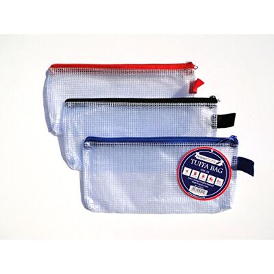 Habercrafts DL Tuff Bag Cartera con Cremallera de plástico Transparente con Cremallera, Estuche para lápices, Resistente al Agua, Reforzado con Malla (DL 12 Unidades) Habercrafts DL Tuff Bag Cartera con Cremallera de plástico Transparente con Cremallera, Estuche para lápices, Resistente al Agua, Reforzado con Malla (DL 12 Unidades)