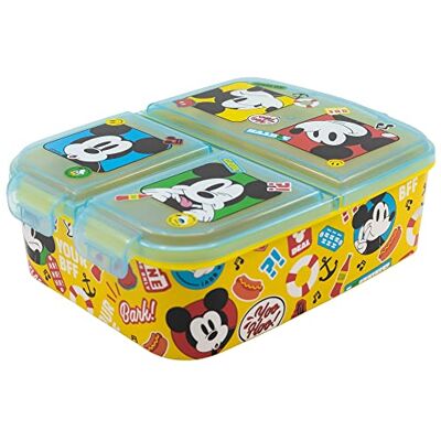 Stor Fiambrera infantil múltiple con 3 compartimentos de Mickey Mouse Stor Fiambrera infantil múltiple con 3 compartimentos de Mickey Mouse