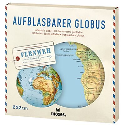 moses Fernweh Globo Hinchable Mapa del Mundo, Azul moses Fernweh Globo Hinchable Mapa del Mundo, Azul
