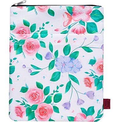 LParkin Funda para libro con diseño floral, color blanco, fundas para libros de bolsillo, tela lavable, fundas para libros con cremallera LParkin Funda para libro con diseño floral, color blanco, fundas para libros de bolsillo, tela lavable, fundas para libros con cremallera