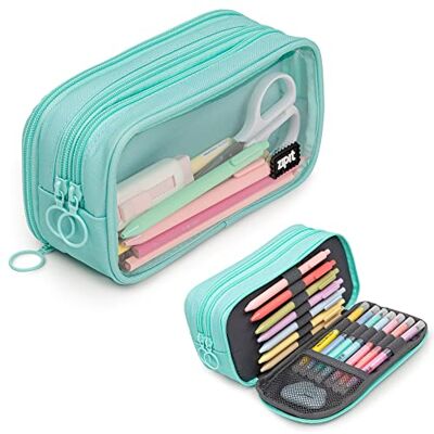 ZIPIT Half & Half Estuche Escolar de Gran Capacidad con Organizador, Menta ZIPIT Half & Half Estuche Escolar de Gran Capacidad con Organizador, Menta