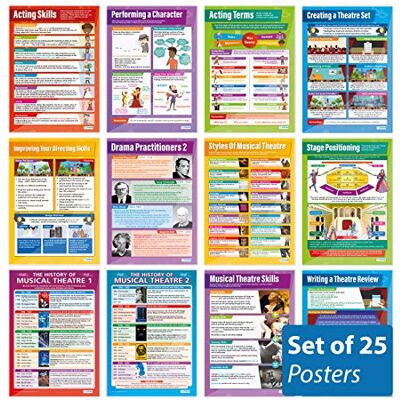 Daydream Education Juego de 25 pósteres de drama Papel brillante de 850 mm x 594 mm (A1) Carteles de teatro para el aula Gráficos educativos Daydream Education Juego de 25 pósteres de drama Papel brillante de 850 mm x 594 mm (A1) Carteles de teatro para el aula Gráficos educativos