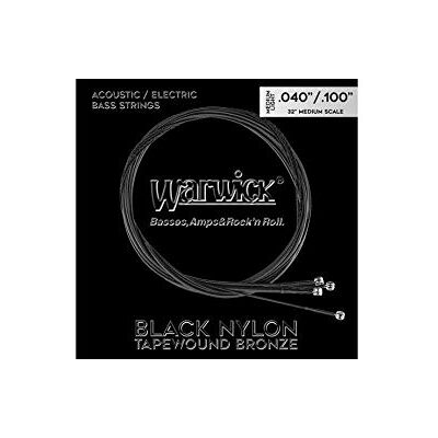 Warwick Black Nylon Tapewound Acoustic/Electric Juego de cuerdas para bajo (4 cuerdas, mediana, 040"-100", escala media) Warwick Black Nylon Tapewound Acoustic/Electric Juego de cuerdas para bajo (4 cuerdas, mediana, 040"-100", escala media)