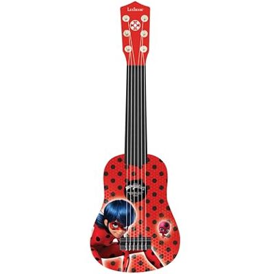LEXIBOOK , Miraculous Mi Primera Guitarra, Guitarra 21", 6 cuerdas de nailon, guía de aprendizaje incluida, rojo/negro LEXIBOOK , Miraculous Mi Primera Guitarra, Guitarra 21", 6 cuerdas de nailon, guía de aprendizaje incluida, rojo/negro