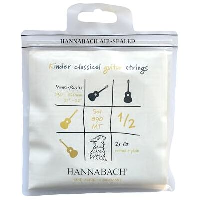 Hannabach Cuerdas de guitarra clásica Serie 890 MT para 1/2 guitarra para niños Escala: 53-56 cm ejecución con 2 cuerdas Sol3 890MT 1/2 Hannabach Cuerdas de guitarra clásica Serie 890 MT para 1/2 guitarra para niños Escala: 53-56 cm ejecución con 2 cuerdas Sol3 890MT 1/2