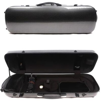 Desconocido Yinfente 4/4 de tamaño completo, funda de violín de fibra de carbono, funda oblonga de fibra de vidrio, luz fuerte, acolchado suave, con bolsa de partituras de música (negro) Desconocido Yinfente 4/4 de tamaño completo, funda de violín de fibra de carbono, funda oblonga de fibra de vidrio, luz fuerte, acolchado suave, con bolsa de partituras de música (negro)