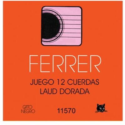 Gato Negro Juego de cuerdas para Laud 12 cdas Doradas Ferrer. Gato Negro Juego de cuerdas para Laud 12 cdas Doradas Ferrer.