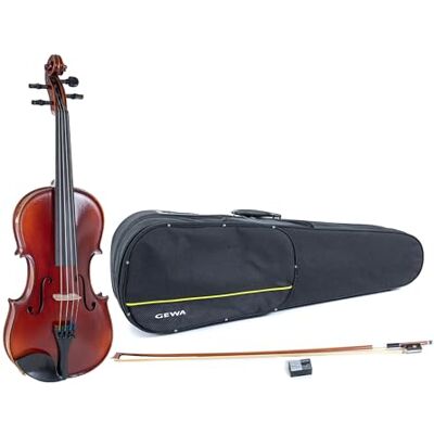 GEWA Conjunto de violín Ideale VL 2 – 4/4 listo para tocar, arco de Massaranduba, cuerdas Larsen Aurora, estuche para violín GEWA Conjunto de violín Ideale VL 2 – 4/4 listo para tocar, arco de Massaranduba, cuerdas Larsen Aurora, estuche para violín