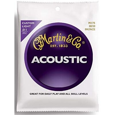 Martin Traditional Acoustic 80/20 Bronce M175 Luz personalizada – 0.11 – .052 Martin Traditional Acoustic 80/20 Bronce M175 Luz personalizada – 0.11 – .052