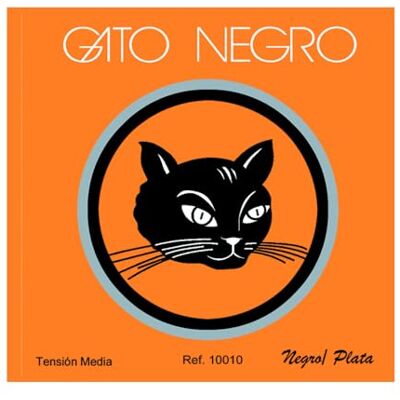 Gato Negro Juego de cuerdas nylon negro y bajos plateados para guitarra clásica. Fabricado artesanalmente en España desde 1868. Gato Negro Juego de cuerdas nylon negro y bajos plateados para guitarra clásica. Fabricado artesanalmente en España desde 1868.