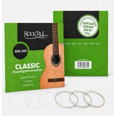 ROCKTILE Cuerdas De Nylon Super Light Para Guitarra Clásica, Pack De 3 3 juegos completos, 18 cuerdas de nylon (.028/.029/.032/.035/.040/.043), empaquetadas individualmente en fundas transparentes ROCKTILE Cuerdas De Nylon Super Light Para Guitarra Clásica, Pack De 3 3 juegos completos, 18 cuerdas de nylon (.028/.029/.032/.035/.040/.043), empaquetadas individualmente en fundas transparentes