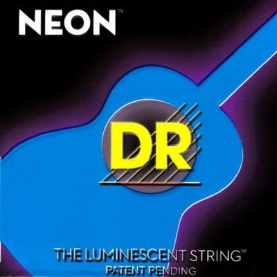 DR Strings DR HiDef Blue Neon Acoustic 010", 014", 022", 030", 038" y 048" (brilla en la oscuridad), color azul neón DR Strings DR HiDef Blue Neon Acoustic 010", 014", 022", 030", 038" y 048" (brilla en la oscuridad), color azul neón