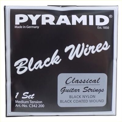 Pyramid Black Wires cuerdas para guitarra clásica de nailon negro Pyramid Black Wires cuerdas para guitarra clásica de nailon negro